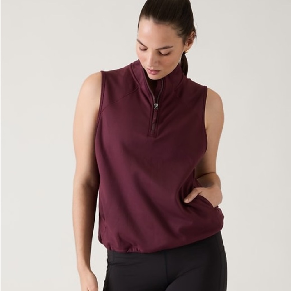 Athleta Unstoppable Quarter Zip Maroon Vest